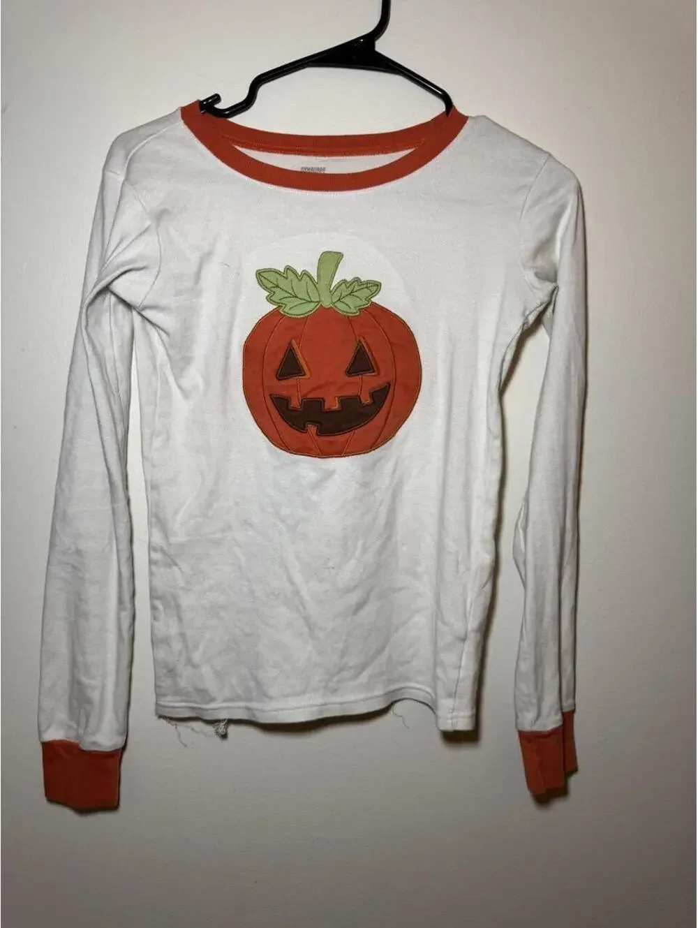 Gymboree white long sleeve shirt with orange pumpkin graphic, size 14 #halloween